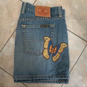 Lucky Brand vintage embroidered denim skirt